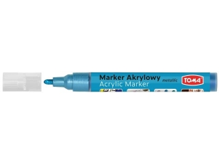 Marker akrylowy, fibrowa kocwka okrgla 2-5mm, 18 kolorw niebieski jasny metalic [opakowanie=12szt]