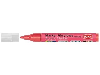 Marker akrylowy, fibrowa kocwka okrgla 2-5mm, 18 kolorw czerwony metalic [opakowanie=12szt]