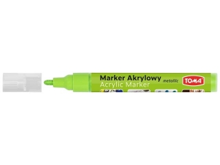 Marker akrylowy, fibrowa kocwka okrgla 2-5mm, 18 kolorw zielony jasny metalic [opakowanie=12szt]