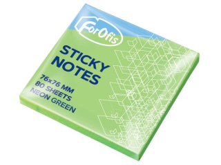 Notes samoprzylepny 75x75 mm 80 kartek ZIELONY NEON FR91027 [opakowanie=12szt]