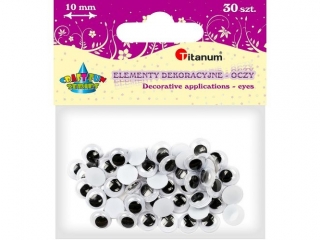 Oczy bez kleju czarne 10mm bez rzęs 30szt.