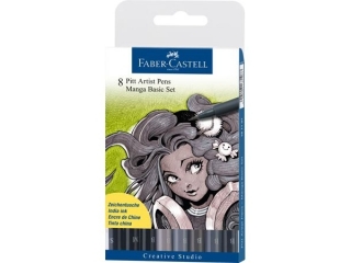 PITT ARTIST PEN MANGA 8 KOL. BASIC ETUI FABER-CASTELL
