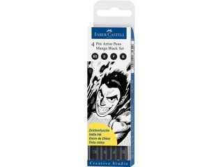 PITT ARTIST PEN MANGA 4 SZT. CZARNE ETUI . PLASTIKOWE FABER-CASTELL