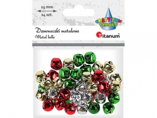 Dzwoneczki metalowe 15mm mix kolorw 24szt.