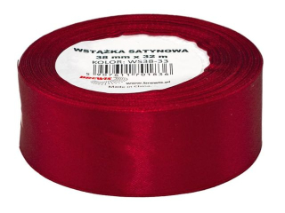 Wstka satynowa  rozmiar: 38mm x 32 m kolor: bordowy