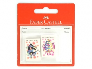 GUMKA WINYLOWA BIAŁA 2 SZT. BLISTER MOTY W RYBKI FABER-CASTELL