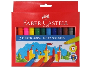 FLAMASTRY ZAMEK JUMBO 12 KOL.OPAKOWANIE, KARTONOWE FABER-CASTELL