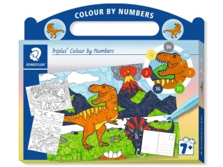 Zestaw triplus: 3 x 334 i 4 x 323 + 3 kolorowanki z malowaniem po numerach "Dinozaury", Staedtler