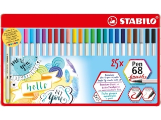 STABILO Pen 68 brush etui metalowe 25 szt. 568/25-321
