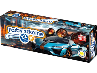 Farby szkolne Samochody 12 kol x 20 ml [opakowanie=4szt]