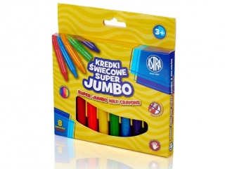 Kredki wiecowe Super Jumbo okrge ASTRA - 8 kolorw - 14/100mm [opakowanie=12szt]