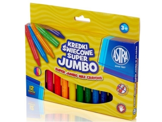 Kredki wiecowe Super Jumbo okrge ASTRA - 12 kolorw - 14/100mm [opakowanie=12szt]