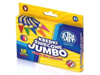 Kredki wiecowe Jumbo okrge ASTRA - 12 kolorw - 9/100mm [opakowanie=12szt]
