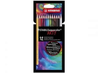 Kredka drewniana STABILO aquacolor etui kartonowe z zawieszk 12 szt. ARTY [opakowanie=6szt]
