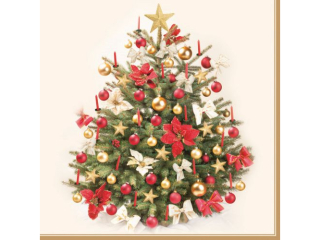 Serwetki POL-MAK GWIAZDKA Daisy Lunch 33cm 20szt. Traditional Gold and Red Christmas Tree SDGW015101 [opakowanie=24szt]