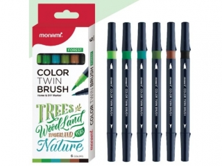 Dwustronne pisaki z kocwkami pdzelkowymi Color Twin Brush 6 kol. FOREST MonAmi (2051009506)