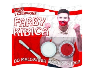 Farby kibica do malowania twarzy 2 kolory biay/czerwony