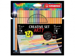 Zestaw Cienkopis STABILO point 88/Flamaster Pen 68 etui 24 szt. ARTY Creative Set [opakowanie=6szt]