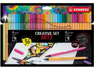 Zestaw Cienkopis STABILO point 88/Flamaster Pen 68 etui 36 szt. ARTY Creative Set [opakowanie=6szt]