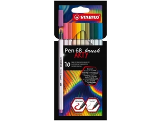Flamaster STABILO Pen 68 brush etui kartonowe 10 szt. ARTY (nowe kolory 2022) [opakowanie=6szt]