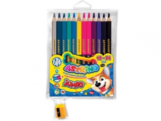 Kredki owkowe dwustronne okrge Jumbo ASTRINO - 12=24 kolory + temperwka  [opakowanie=12szt]