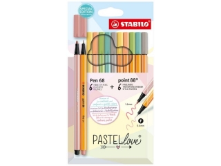 Zestaw Cienkopis STABILO point 88/Flamaster Pen 68 Pastellove etui kartonowe 12 szt.