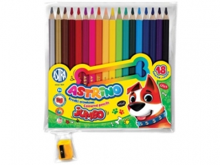 Kredki owkowe okrge Jumbo ASTRINO - 18 kolorw + temperwka  [opakowanie=8szt]