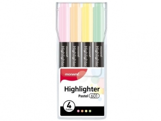 Cienki zakrelacz Highlighter 601 - zestaw 4 kolorw pastelowych