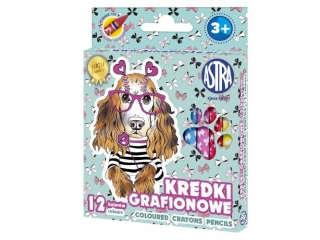 Kredki grafionowe okrge ASTRAKIDS Pieski - 12 kolorw - 7/85 mm [opakowanie=12szt]