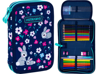 Piórnik pojedynczy jednoklapkowy z wyposażeniem ASTRABAG BABY BUNNY, AC11
