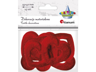Materiałowe serca obrys czerwone 55x40mm 15szt. TITWAL