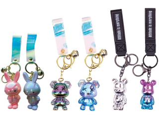 Brelok ze smycz� ASTRAFUN ANIMALS HOLO (BUNNY, BEAR) - 12 szt. clip-strip [opakowanie=12szt]