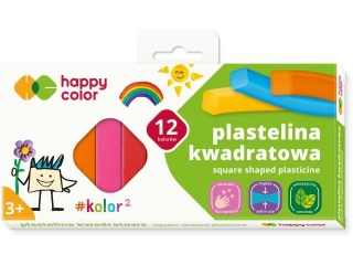 Plastelina szkolna kwadratowa, 12 kolorw, Happy Color