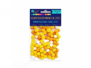 POMPONY POLIESTROWE 1 CM MIX ӣTY, 120 SZT. [opakowanie=6szt]