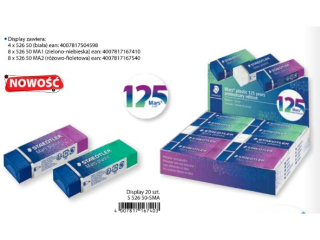 Gumka Mars plastic, 125 lat, edycja limitowana, display 20 szt, Staedtler [opakowanie=20szt]
