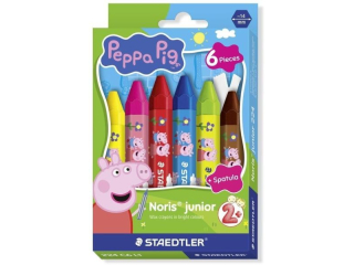 Kredki woskowe, Peppa, 6 kol., sześciokątna, grafit 14 mm, Staedtler