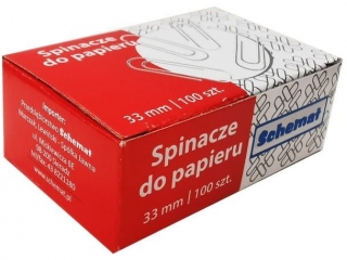 Spinacze do papieru 33mm op. 100 szt. (opakowanie=10 szt)