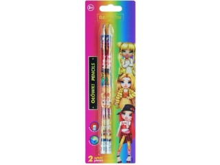 Ołówki grafitowe trójkątne HB z gumką RAINBOW HIGH - 2 szt. blister (6%)