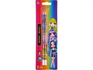 Owki grafitowe trjktne HB z gumk RAINBOW HIGH - 2 szt. blister (6%)
