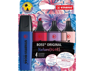 Zakre�lacz STABILO BOSS NatureCOLORS Wildflowers etui kartonowe 4szt. NOWO�� 70/4-1-103-5 [opakowanie=5szt]