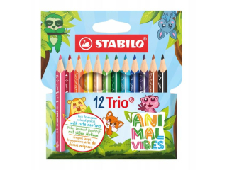 Kredka drewniana Trio gruba, kr�tka Animal vibes 12szt. [opakowanie=12szt]
