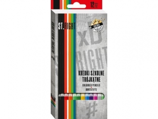 Kredki szkolne trjktne 12 kolorw ST.RIGHT [opakowanie=10szt]