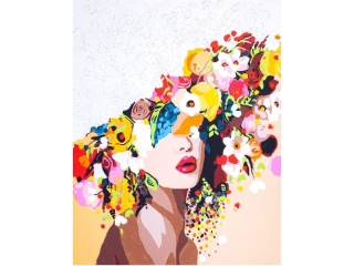 Zestaw z farbami, malowanie wg. numerw, podobr. 40x50cm, Portret w kwiatach, ARTEA ASTRA ASPROM