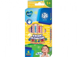 Kredki owkowe okrge SUPER JUMBO ASTRA BABY - 6 kolorw [opakowanie=24szt]