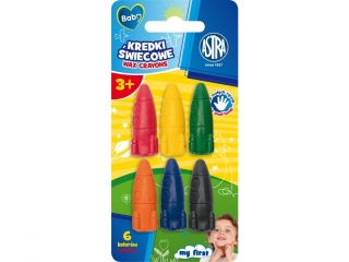 Kredki wiecowe w ksztacie rakiety ASTRA BABY - 6 szt. blister [opakowanie=24szt]
