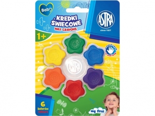 Kredki wiecowe w ksztacie gwiazdek ASTRA BABY - 6 kol. blister [opakowanie=24szt]