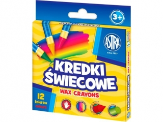 Kredki wiecowe okrge ASTRA - 12 kolorw - 8/90 mm [opakowanie=24szt]