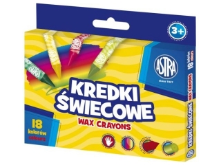 Kredki wiecowe okrge ASTRA - 18 kolorw - 8/90 mm [opakowanie=24szt]