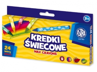 Kredki wiecowe okrge ASTRA - 24 kolory - 8/90 mm [opakowanie=12szt]