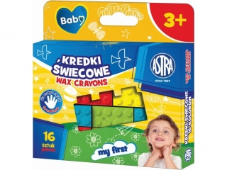 Kredki wiecowe w ksztacie klockw ASTRA BABY - 5 kolorw - 16 szt. [opakowanie=12szt]